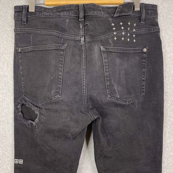 Ksubi Jeans Mens 33 (Fits 35x32) Black Chitch Boneyard Slim Fit Button Fly - Picture 6 of 10
